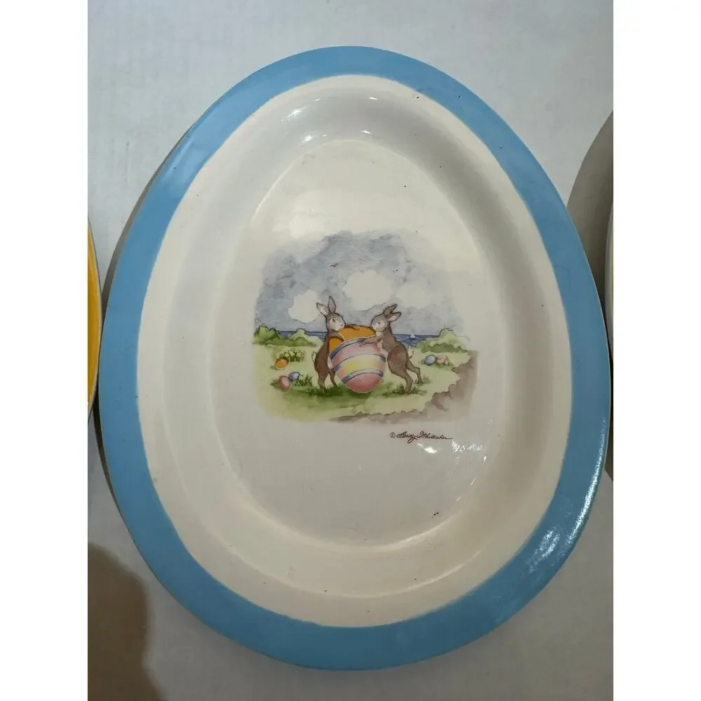 Williams Sonoma egg shaped Easter plates